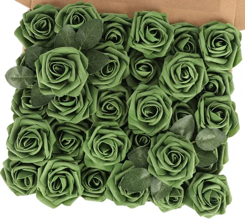 Vista 28 de MACTING 30 PCS Flores Artificiales Rosas Negras y Blancas Flores Falsas con Tallo Rosas de Espuma de Tacto Real para Boda Bola de Besos Ramillete