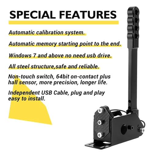 Vista 7 de 64 Bit USB PC Racing Sim Handbrake,Compatible with Logitech G27 G29 G920 T500 T300 Linear E Brake for Sim Racing Games DiRT Rally 24,LFS,Project