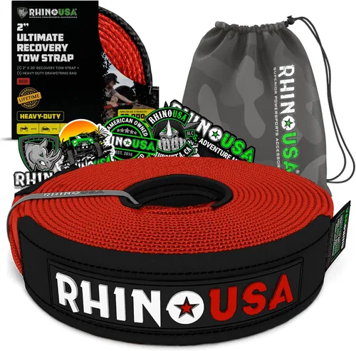Vista 12 de Rhino USA Correa de remolque de recuperación (2 pulgadas x 20 pies) - Resistencia a la rotura de 20,024 libras - Correa de recuperación
