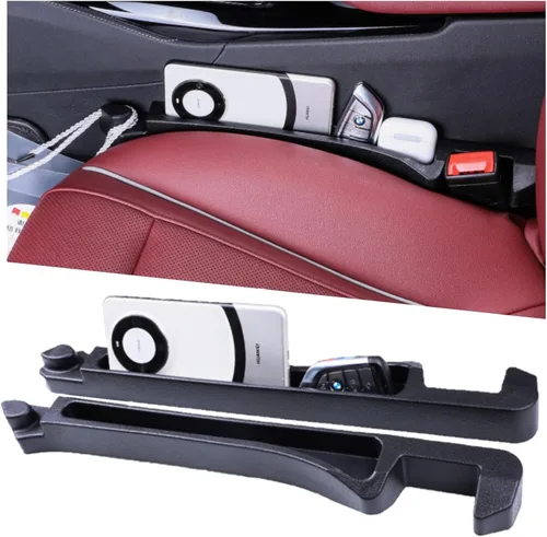 Vista 10 de Organizador de doble ranura para asiento de automóvil con soporte para tazas, tira universal de llenado de huecos para automóvil, paquete de 2