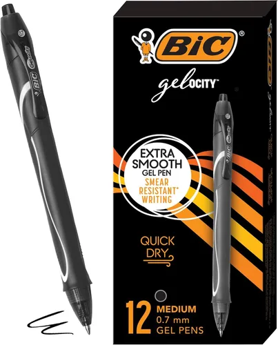 Vista 14 de BIC Gelocity - Bolígrafos de gel de secado rápido azul, punta media (0.7 mm - 1/32 pulgadas), paquete de 12 unidades, bolígrafos de gel retráctiles