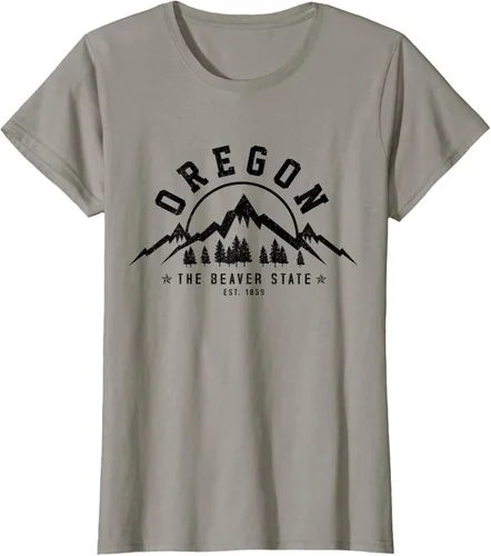 Vista 48 de Oregon The Beaver State Est. 1859 Vintage Mountains - Camiseta de regalo, gris, S