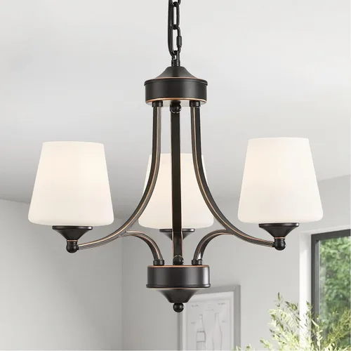 Vista 13 de Lámpara de comedor de níquel cepillado, moderna lámpara plateada con vidrio esmerilado, 3 luces de metal para isla de cocina, lámparas colgantes E26