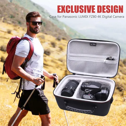 Vista 8 de LTGEM - Funda rígida de EVA para cámara digital Panasonic LUMIX FZ80 4K - Bolsa protectora de viaje para almacenamiento