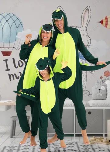 Vista 2 de Dinosaur Halloween Pajamas Family Animal Onesie Costume Cute Pjs for Adults Women Couples Kids Mens Girls and Boys