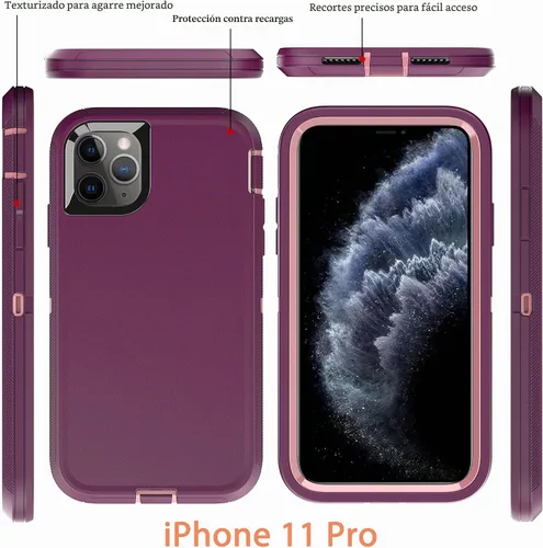 Vista 6 de YmhxcY Funda para iPhone 11 Pro, a prueba de golpes, a prueba de caídas, a prueba de polvo, a prueba de caídas, 3 capas, duradera, funda de teléfono