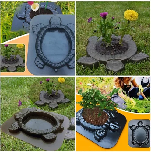 Vista 3 de Cabilock Molde de piedra escalonada con forma de tortuga, molde de pavimento de tortuga, molde de pavimento de cemento para hormigón para decoración