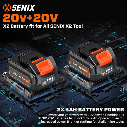 Vista 9 de SENIX Motosierra eléctrica de 40 V y 14 pulgadas, motosierra inalámbrica a batería, motosierra sin escobillas, incluye baterías de 2 x 4 Ah