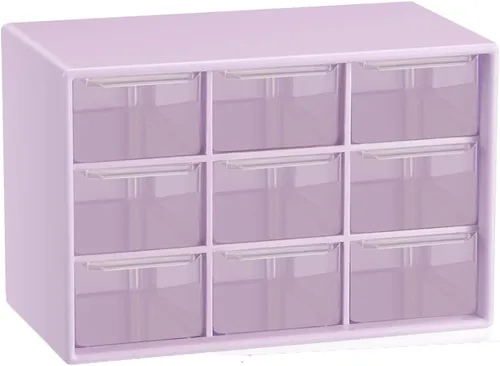 Vista 4 de Organizador de cajones pequeños para escritorio, 7.1 x 3.8 x 4.6 pulgadas, mini organizador de cajones de escritorio con 9 cajones transparentes