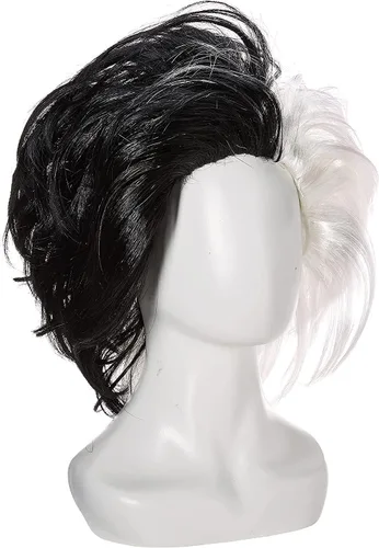 Vista 2 de Rubie's Disfraz Ms. Spot Peluca, Negro, blanco