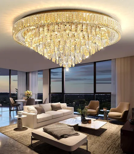 Vista 20 de Mini Candelabro Moderno Candelabros de Cristal para Pasillo Lámpara LED de Montaje al Ras del Techo Luz Regulable para Comedor Sala de Estar