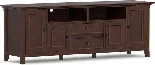 Vista 29 de SIMPLIHOME Amherst - Soporte de TV de transición de madera maciza de 72 pulgadas de ancho, estilo rústico marrón envejecido, para televisores