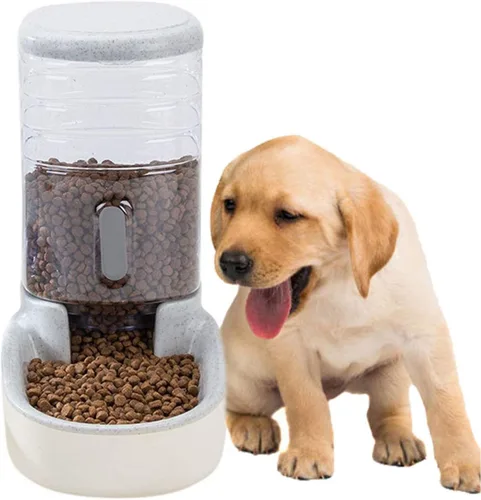 Vista 8 de kathson Comedero automático para gatos de 1 galón con gravedad, dispensador de comida para perros, gran capacidad, cuenco de comida para mascotas