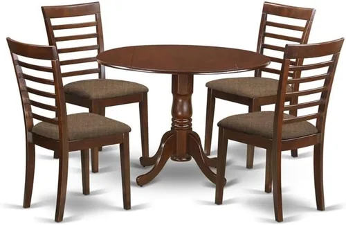 Vista 10 de East West Furniture DLML3-MAH-C - Juego de comedor de 3 piezas que contiene una mesa de comedor redonda con gotas y 2 sillas tapizadas de tela