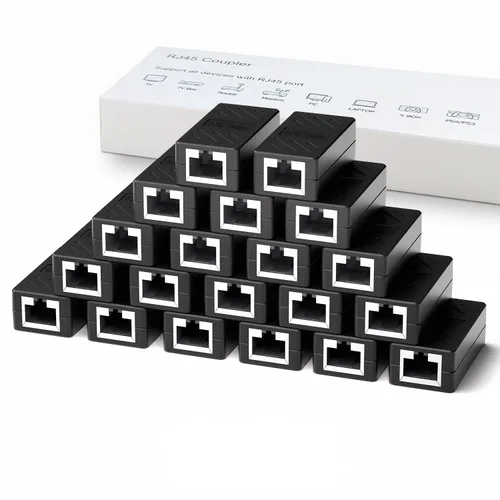 Vista 10 de Dingsun Acoplador RJ45, extensor Ethernet para conector hembra a hembra Cat7/Cat6/Cat5e/Cat5 (1 paquete, negro)