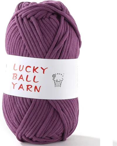 Vista 15 de LUCKY BALL Hilo para ganchillo, 3.53 oz/109 yardas, 70% algodón, 30% nailon, #5, hilo de tubo voluminoso para tejer, para bolsos, sombreros