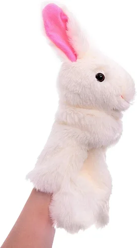 Vista 4 de Juguetes de peluche de conejo de mano para imaginativo juego de simulación narración de cuentos blanco