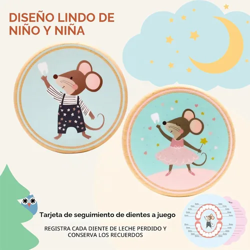 Vista 3 de Caja de recuerdo de dientes de bebé – Soporte de madera de haya y cápsula de memoria para primer diente, rizo y cordón umbilical – Registro de Azul