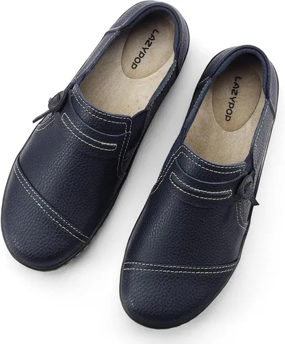 Vista 9 de LAZYPOP Mocasines de cuero clásicos y cómodos para mujer, bonitos zapatos de vestir informales, ligeros, para caminar, zapatos planos