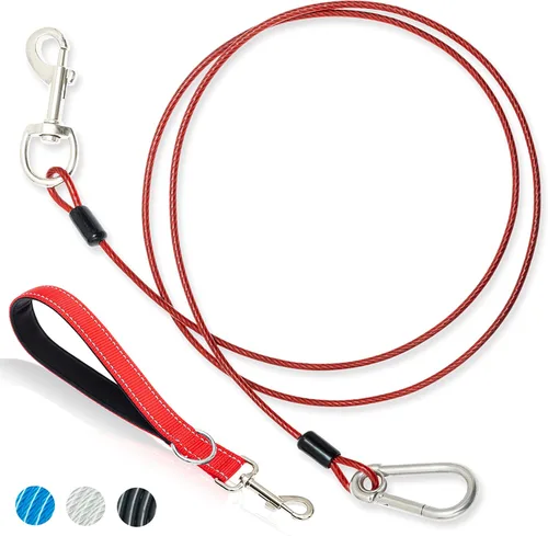 Vista 8 de Correa corta para perro, a prueba de mordidas, cable de amarre para perro de 5 pies con mango acolchado suave reflectante para entrenamiento