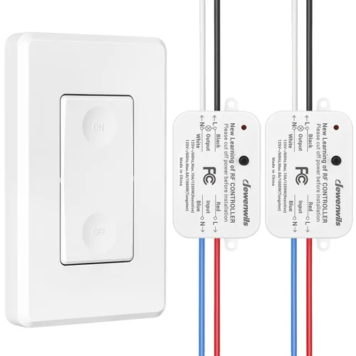Vista 10 de DEWENWILS Interruptor de luz remoto inalámbrico, kit de interruptor de pared inalámbrico expandible, sin cableado, sin WiFi, rango RF de 100 pies