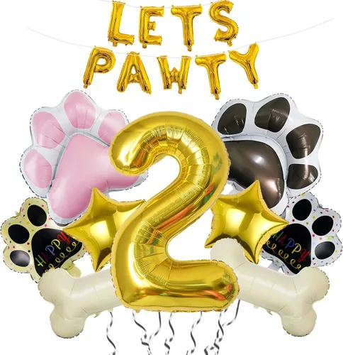 Vista 8 de Globos de 1er perro, 18 unidades, globos de pata de perro, decoración de cumpleaños, baby shower, globos dorados de números de 40 pulgadas, globos