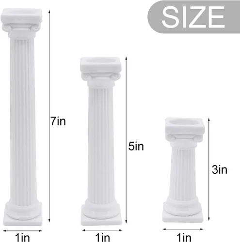 Vista 2 de 12 piezas de 3 tamaños de columna romana soporte para tartas, soportes escalonados para tartas de fondant, soporte separador de niveles para tartas