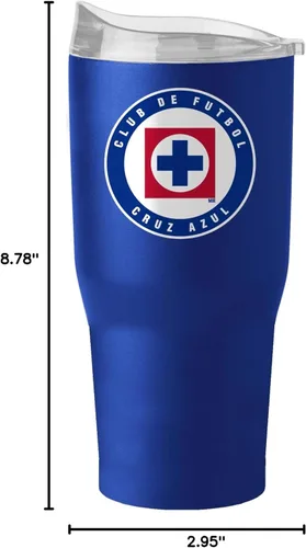 Vista 2 de Logo Brands Cruz Azul FC - Vaso de acero inoxidable con recubrimiento en polvo, de 30 onzas, con aislamiento, mantiene las bebidas calientes y frías