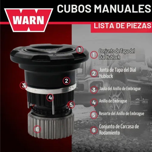 Vista 4 de WARN Bujes de bloqueo manual negros premium 35 Spline para Ford Super Duty 05-26