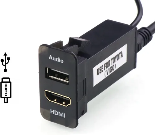 Vista 8 de Timloon Cable de montaje de enchufe HDMI+USB Entrada de audio Relé de audio Uso para Toyota (tipo A)