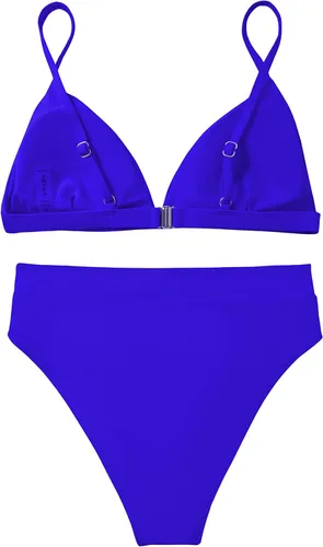 Vista 4 de SUUKSESS Conjunto de bikini de cintura alta para mujer, traje de baño de dos piezas con triángulo sexy
