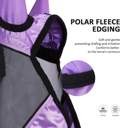 Vista 56 de Harrison Howard Máscara de mosca de caballo luminosa profesional estándar con orejas protección UV para caballo, azul y plateado, pequeño poni Azul