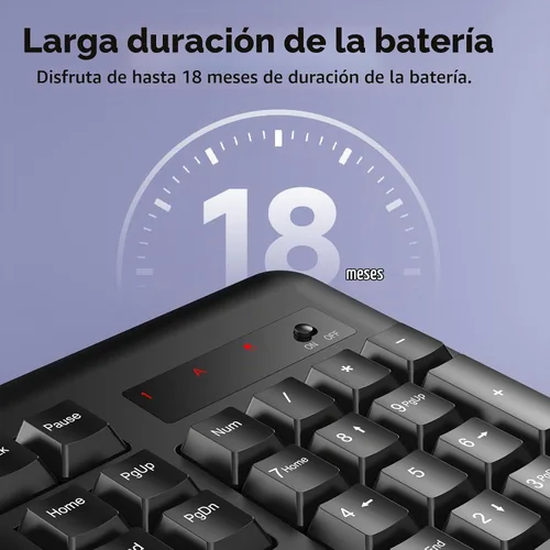 Vista 4 de Redragon - Teclado inalámbrico, teclado ergonómico inalámbrico de tamaño completo de 2.4G con 10 teclas multimedia individuales, resistente a