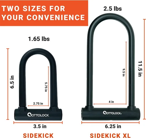 Vista 6 de OTTOLOCK Sidekick Compact U-Lock Candado de bicicleta ligero recubierto de silicona (negro) candados para bicicleta