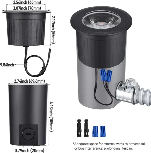 Vista 6 de LEONLITE Luces LED de pozo de 3W 5CCT para paisaje, 12-24V AC/DC de bajo voltaje, CRI90 IP67 luces de pozo enterrado al aire libre, carcasa de Negro