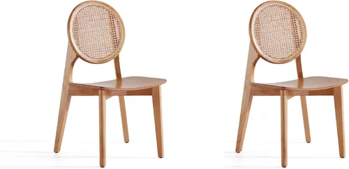 Vista 11 de Manhattan Comfort Versalles - Silla de comedor de ratán, respaldo redondo de mimbre con marco de madera maciza de fresno, sillas totalmente