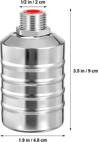 Vista 2 de 2pcs Stainless Steel Water Tower Float Valve 1/2" Threaded Automatic Water Level Control Valve for Fountain and Tank