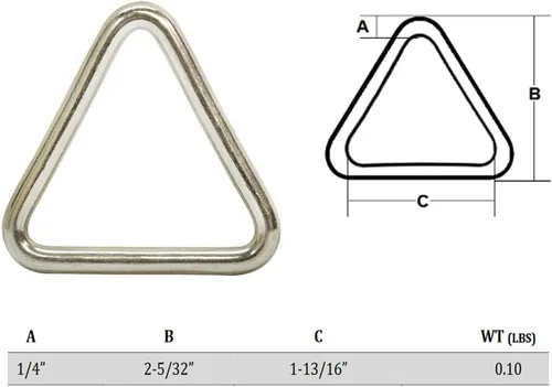 Vista 5 de 5 piezas de acero inoxidable 316 de grado marino 1/4 "x 2" anillo triangular soldado