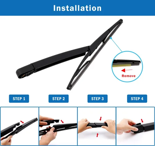 Vista 6 de WTI Juego de limpiaparabrisas trasero compatible con Kia Sedona 2006-2014 minivan parabrisas trasero, kit de limpiaparabrisas trasero, accesorios
