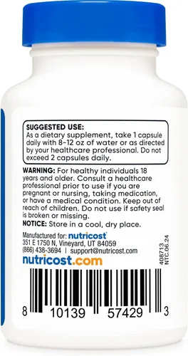 Vista 4 de Nutricost Cápsulas de boro de 5 mg, 30 cápsulas vegetarianas, sin gluten y sin OMG