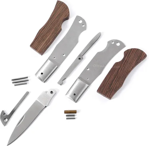 Vista 11 de EZSMITH Kit de fabricación de cuchillos – Bobcat Lockback – Serie de cuchillos plegables de bricolaje – (kit de piezas)