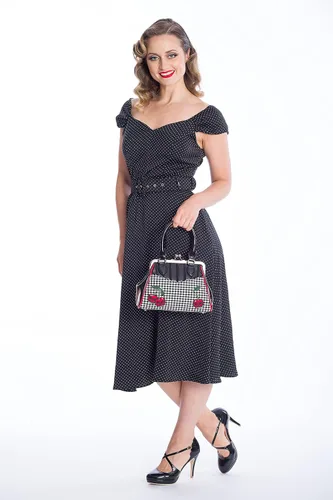 Vista 2 de Lost Queen Rockabilly Cherry Skulls - Bolso retro Kisslock para mujer