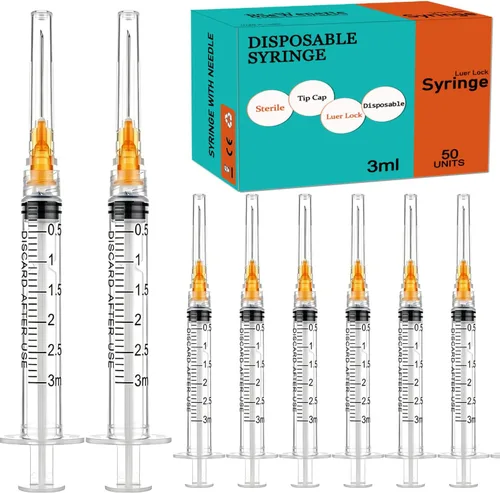 Vista 11 de Paquete de 50 jeringas de laboratorio Luer Lock desechables de 0.1 fl oz/cc con aguja de 18 Ga de 1.5 pulgadas Sellado individualmente