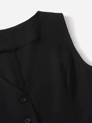 Vista 4 de Milumia Chaleco casual con botones y cuello en V para mujer, sin mangas