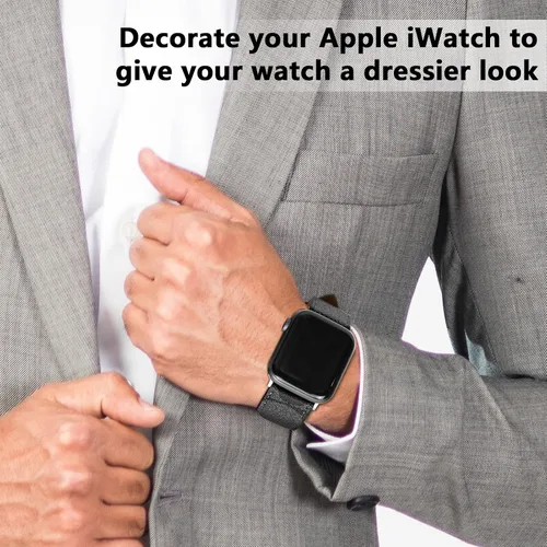 Vista 7 de Correa de cuero compatible con Apple Watch iWatch 1.496 in 1.575 in 1.614 in 1.654 in 1.732 in 1.772 in 1.929 in, correa de cuero de diseñador