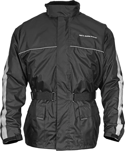 Vista 2 de Nelson Rigg Solo Storm - Chaqueta de lluvia, impermeable, transpirable y plegable (negro, talla S)