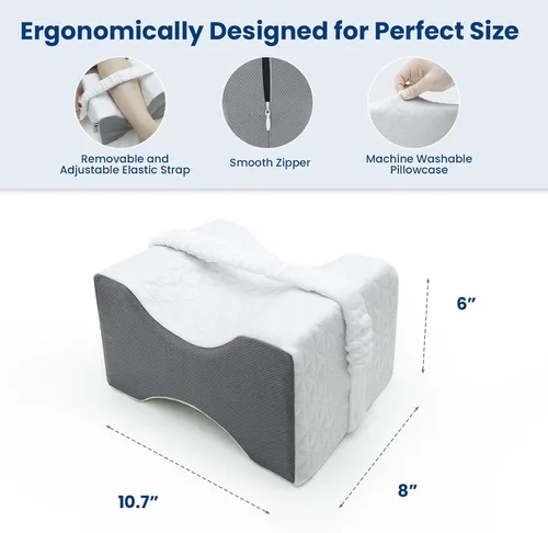 Vista 5 de Kehangte Almohada de rodilla para personas que duermen de lado, almohadas de piernas para personas que duermen de lado, espuma viscoelástica