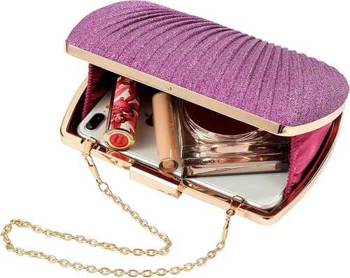 Vista 6 de Savatano Bolso de mano dorado, bolsos de mano dorados para mujer, para noche, boda, cóctel, fiesta, bolsa de noche, bolso cruzado de hombro..