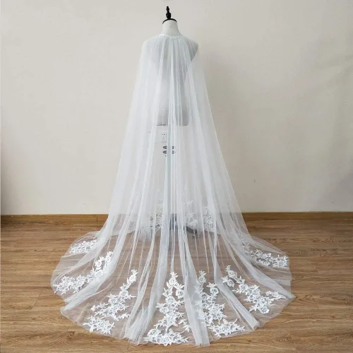 Vista 2 de EllieHouse Capa larga de tul para mujer, capa de velo de boda T14