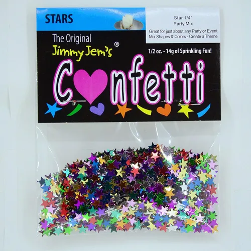 Vista 2 de Confetti Star 1/4" Multicolores - 4 bolsas de media onza (2 oz) #8563 Q02 Party Mix